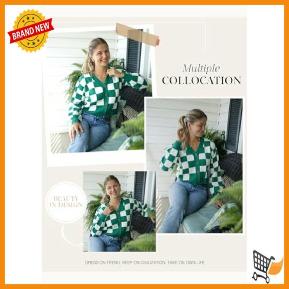 Cropped Cable Knit Cardigan V-Neck Button Down Long Sleeve - Picture 5 of 8